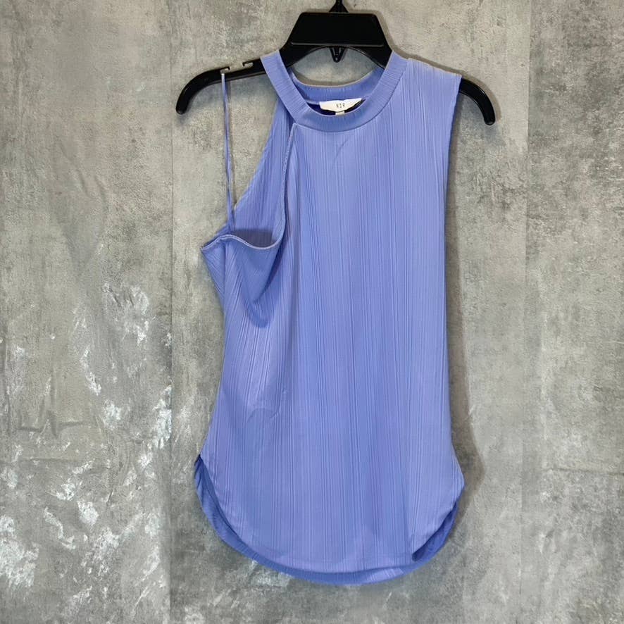 NSR Women's Peri Mock-Neck Sleeveless Asymmetrical Ribbed Top SZ M
