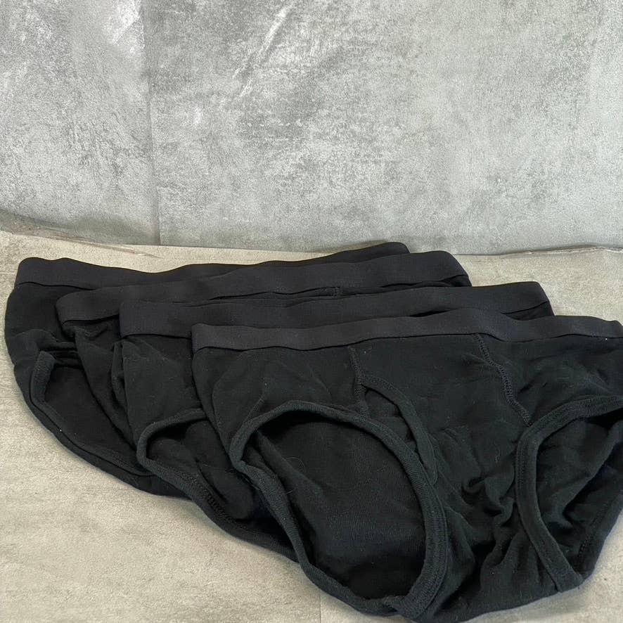 CLUB ROOM Men's Solid Black 4-Pack Elastic Waistband Briefs SZ M