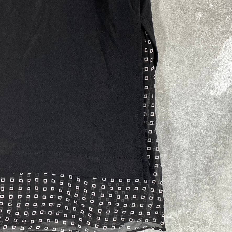 ALFANI Women's Deep Black Scoop-Neck Overlay Tank Top SZ M