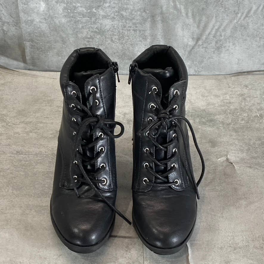 STYLE & CO Women's Black Lucillee Almond-Toe Lace-Up Side-Zip Heeled Booties SZ6