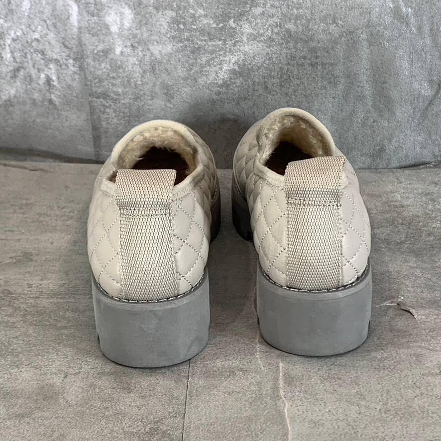 FRANCO SARTO Women's Beige/Grey Bando Quilted Lug-Sole Slip-On Loafers SZ 6