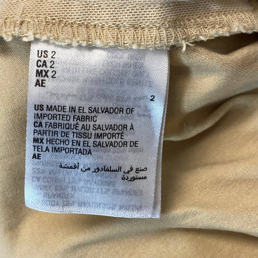 ALFANI Women's Cream Beige Tummy Control Mid-Rise Pull-On Capri Pants SZ 2