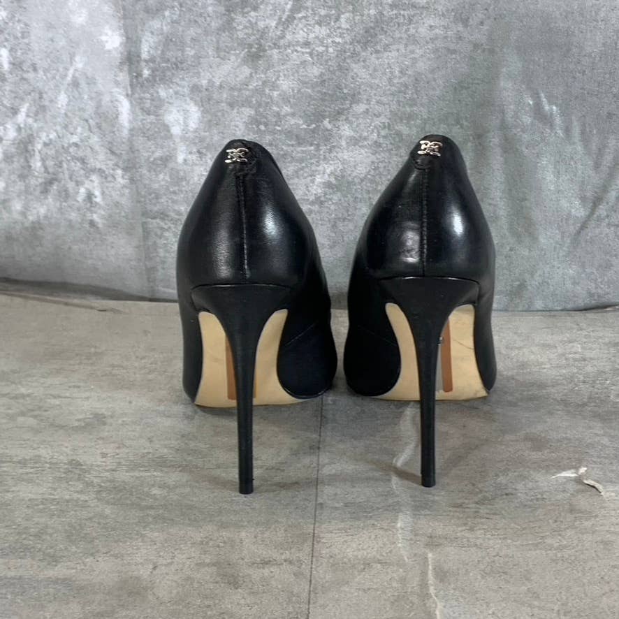 SAM EDELMAN Women's Black Leather Danna Pointed-Toe Stiletto Pumps SZ 7.5