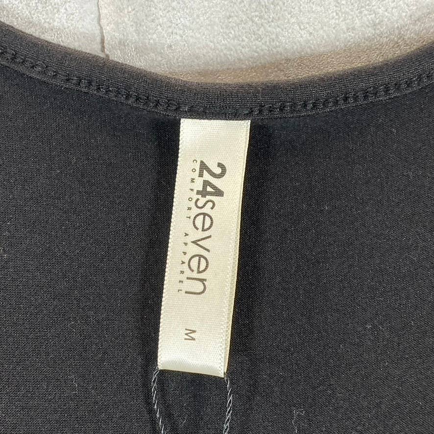 24SEVEN Comfort Apparel Women's Black Scoop-Neck Sleeveless Midi Tank Dress SZ M