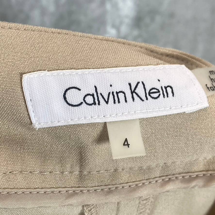 CALVIN KLEIN Women's Latte Zip-Pocket Mid-Rise Straight-Leg Pants SZ 4