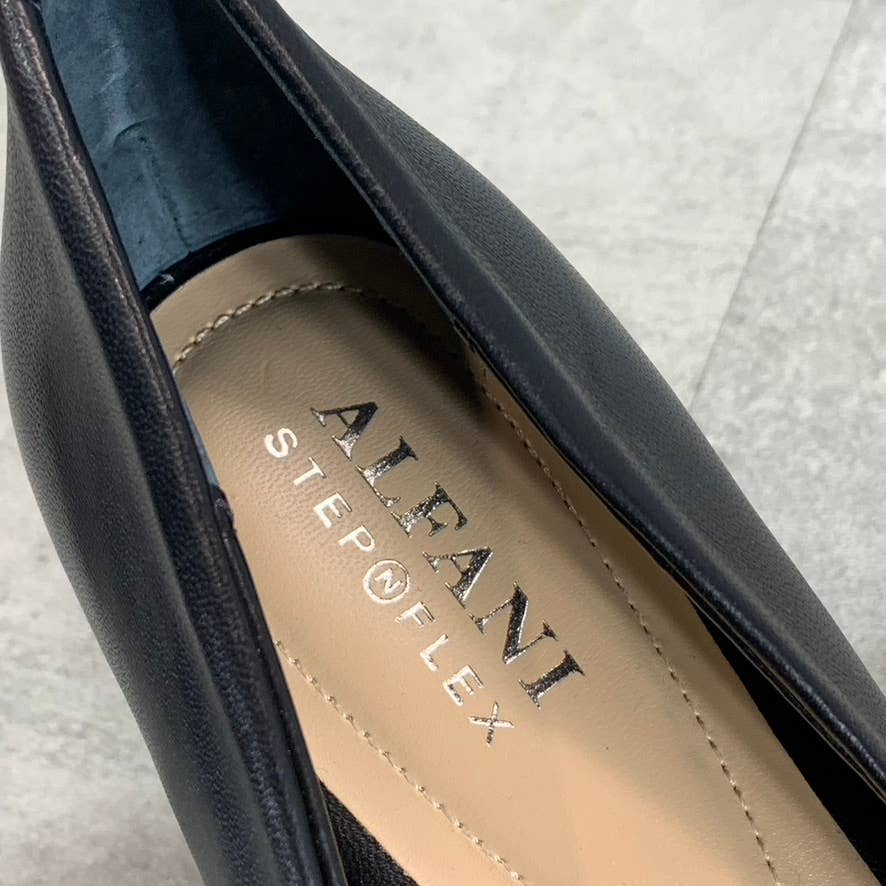 ALFANI Step N' Flex Women's Black Leather Jeules Pointed-Toe Slip-On Pumps SZ 8