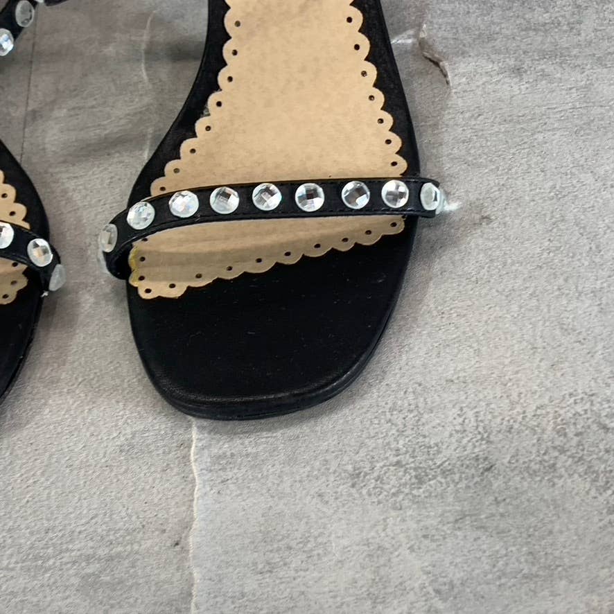 ZIGI SOHO Women's Black Lucy 2-Strap Rhinestone Square-Toe Sandals SZ 7.5
