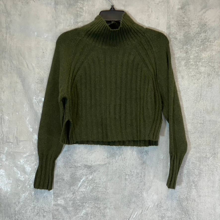 TOPSHOP Women's Khaki Green Funnel Neck Raglan Long Sleeve Sweater SZ 0-2(XS)