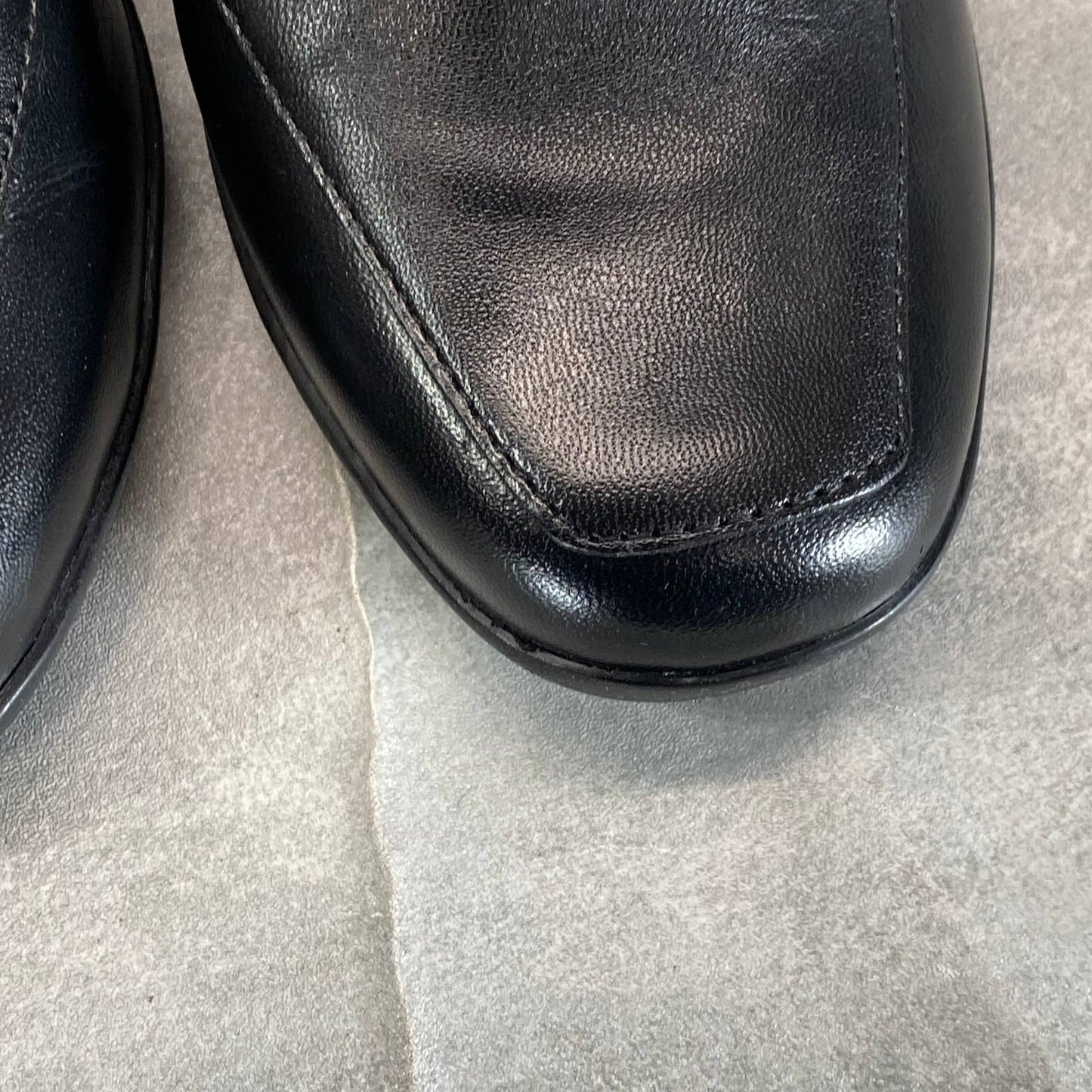EASY SPIRIT Women's Black Leather Devitt Round-Toe Slip-On Loafer Flats SZ 8.5