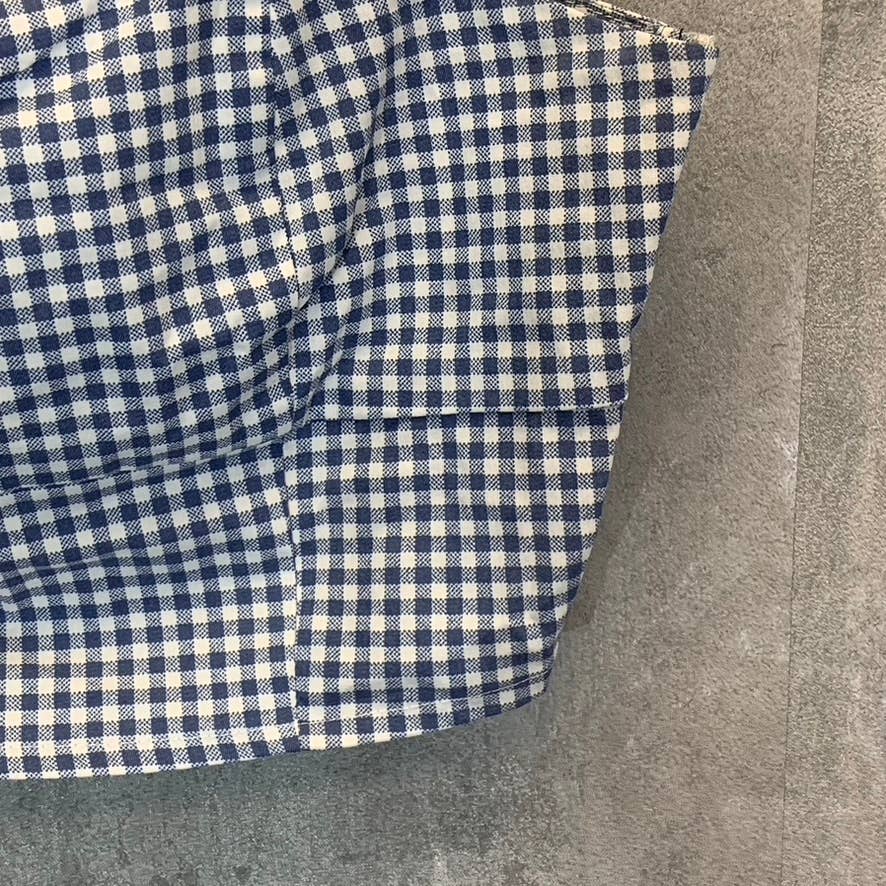 LULUS Women's Blue Gingham Follow The Sun Lightweight Sleeveless Crop Top SZ M