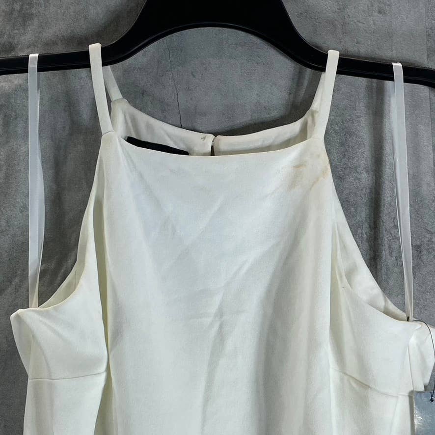 BCX DRESSES Juniors' Off-White Halter Asymmetrical Rhinestone Hem Dress SZ L