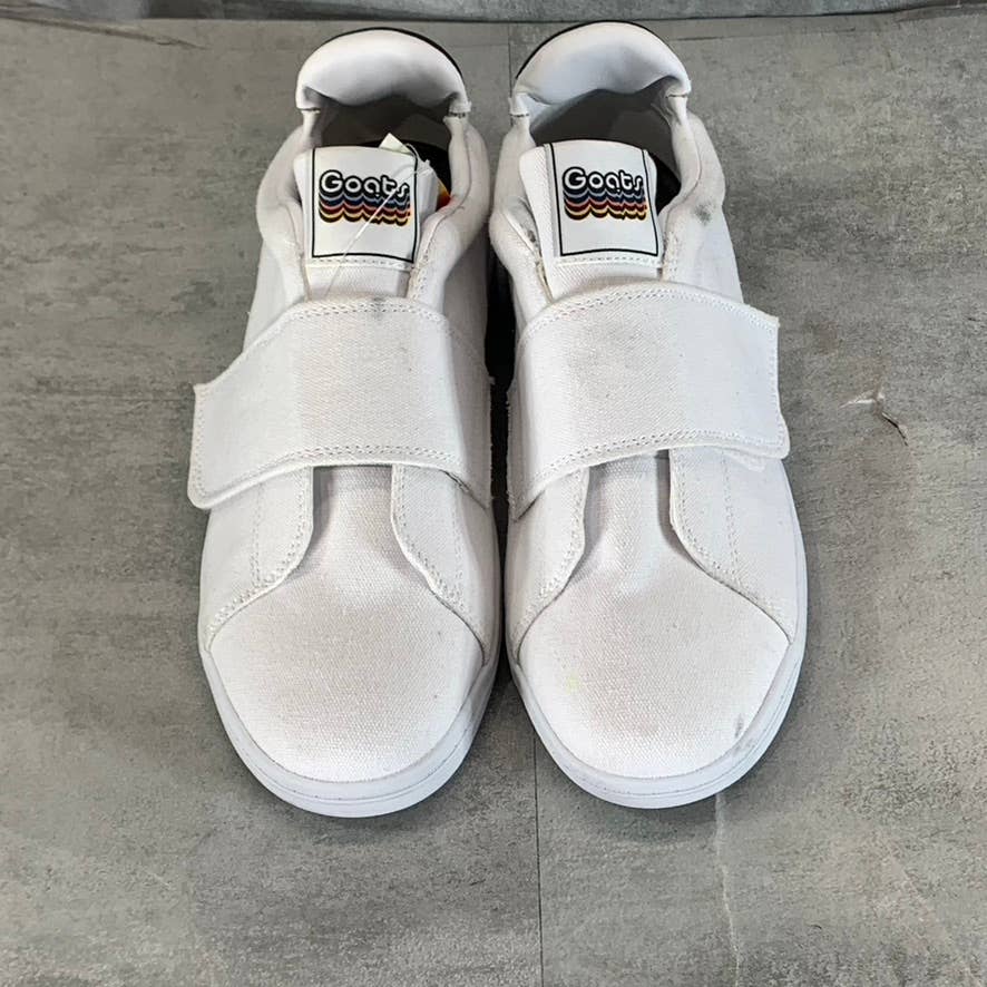 GOATS Women's White Canvas The 573 Wide-Strap Round-Toe Slip-on Sneakers SZ 8