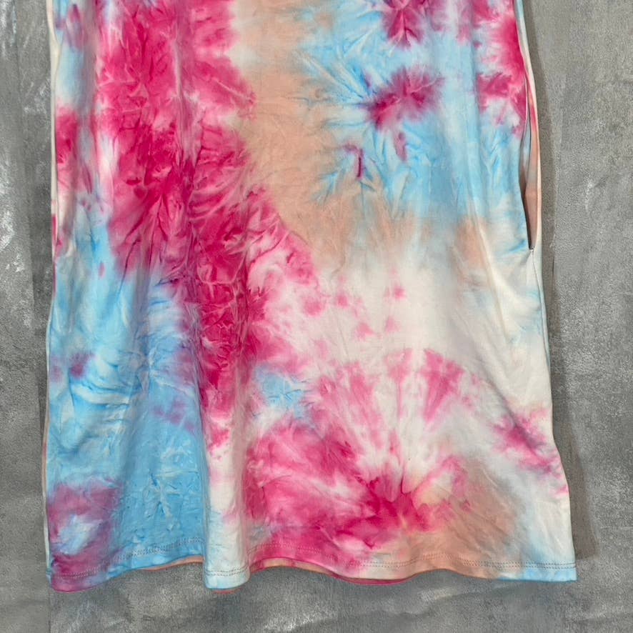 GOOD LUCK GEM Women's Sky/Pink Tie-Dye Puff Short Sleeve Mini Dress SZ S