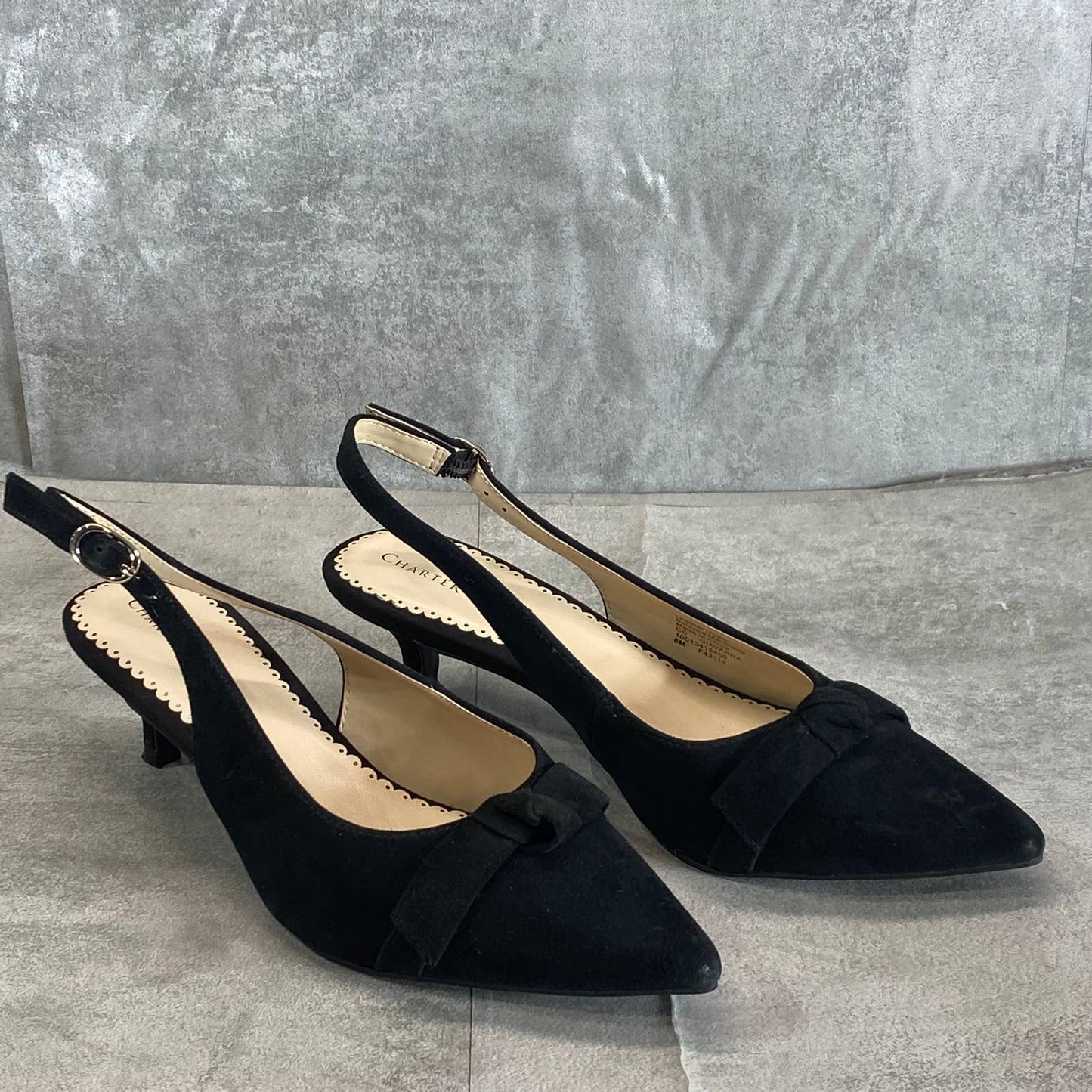 CHARTER CLUB Women's Black Giavanna Slingback Pointed-Toe Kitten-Heel Pumps SZ 6