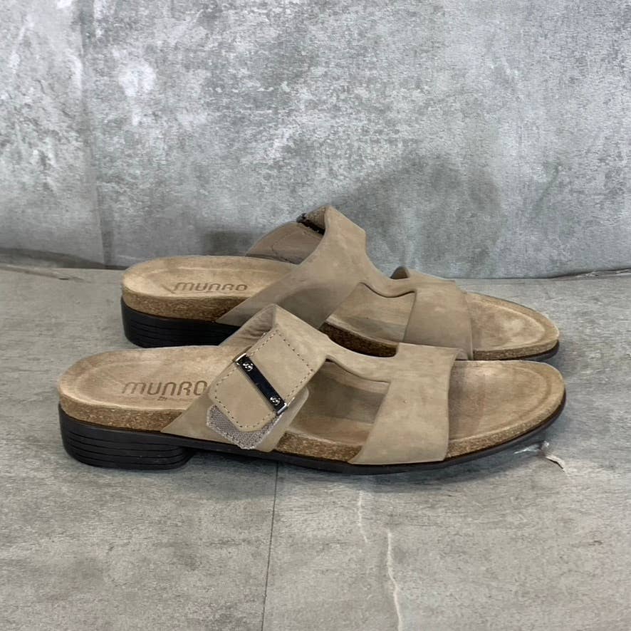 MUNRO Women's Narrow Alloy Nubuck Jody Slide-On Sandals SZ 8.5N