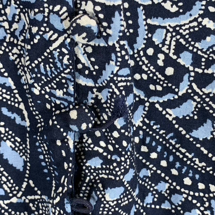 INC INTERNATIONAL CONCEPTS Blue Printed Button-Up Top SZ M
