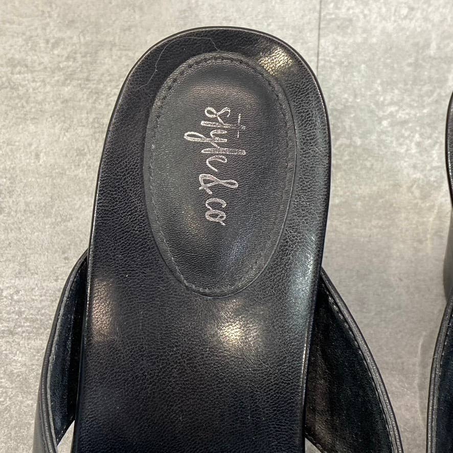STYLE & CO Women's Black Chicklet Wedge Thong Round-Toe Platform Sandals SZ 11