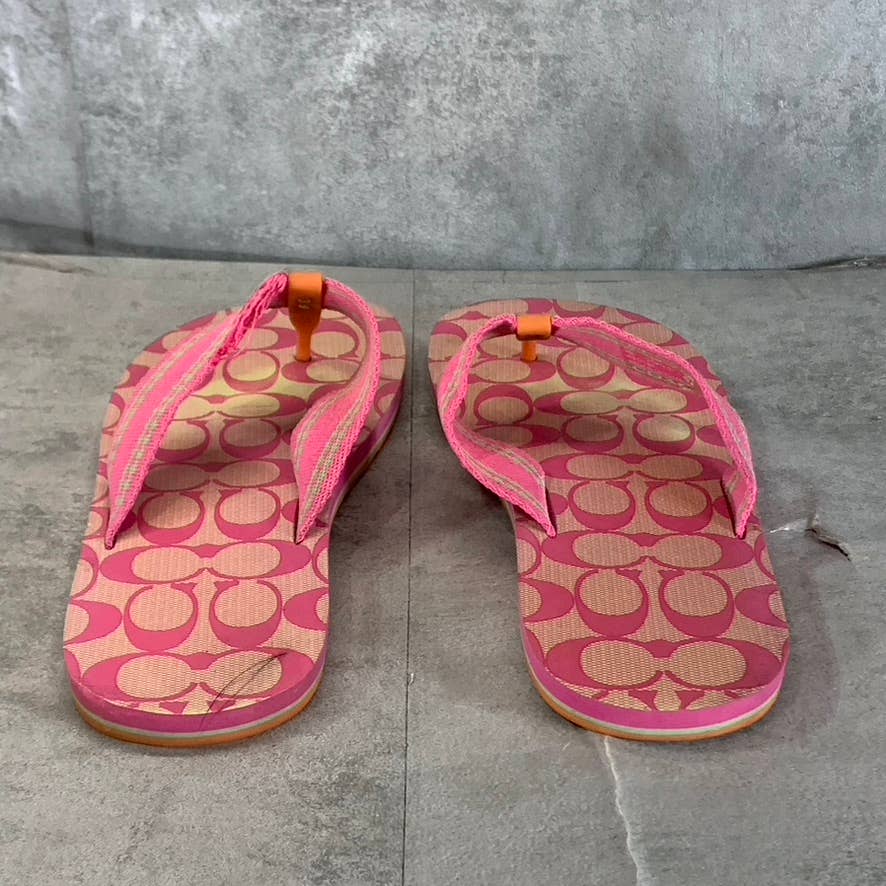 COACH Women's Pink Zoe Slip-On Flat Flip-Flop Sandals SZ 9B
