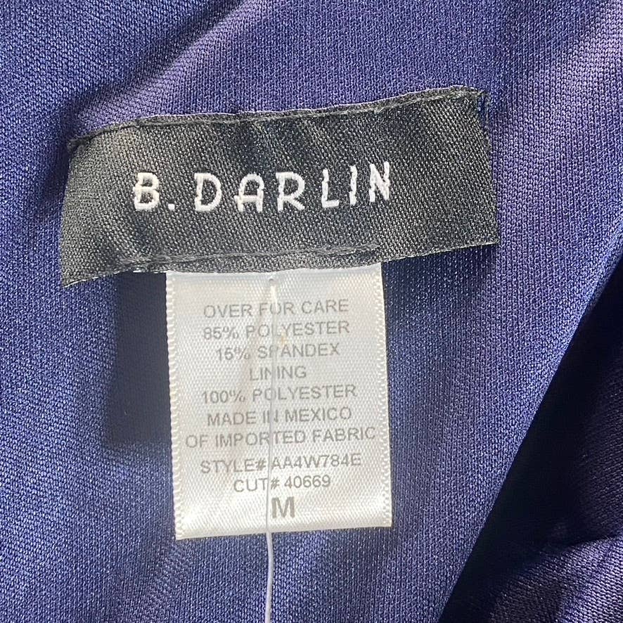 B. DARLIN Navy Bungee-Strap Square-Neck Cutout-Side Ruched Bodycon Dress SZ M