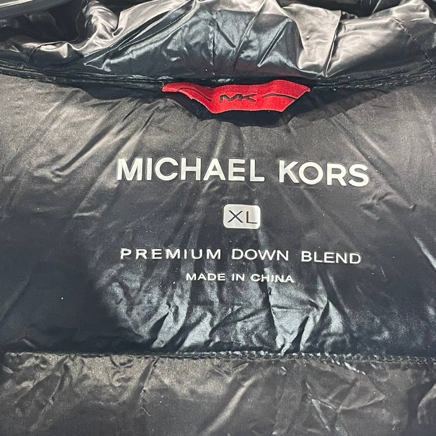 MICHAEL KORS Men's Dark Green Hooded Puffer Full-Zip Jacket SZ XL