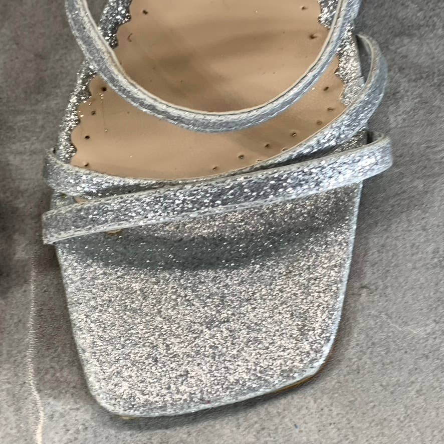 ZIGI SOHO Women's Silver Glitter Emila Strappy Square-Toe Sandals SZ 8