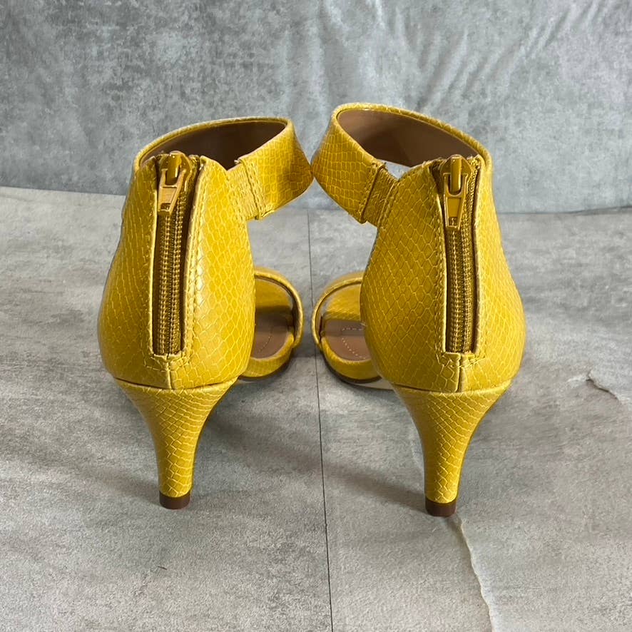 STYLE & CO Yellow Snake Embossed Paycee Round-Toe Two-Piece Dress Sandals SZ 6