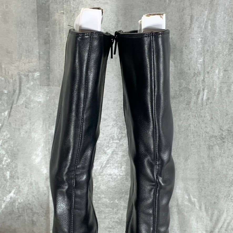 EASY STREET Women's Wide Black Anissa Tall Round-Toe Block-Heel Boots SZ 7.5W