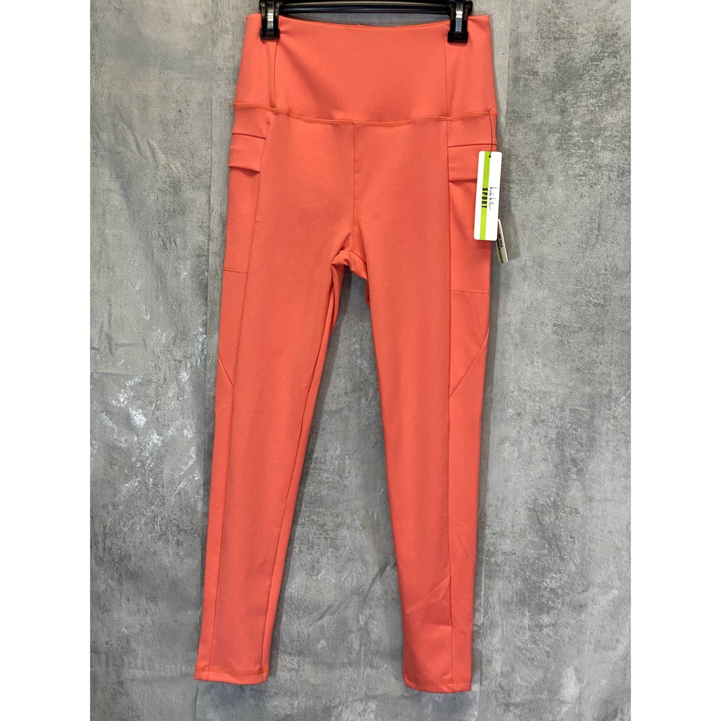 NICOLE MILLER Sport Women's Coral High-Rise Pull-On Skinny Media Pocket Leggings SZ L