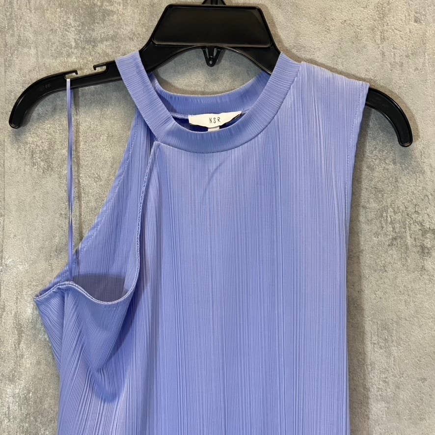 NSR Women's Peri Mock-Neck Sleeveless Asymmetrical Ribbed Top SZ M