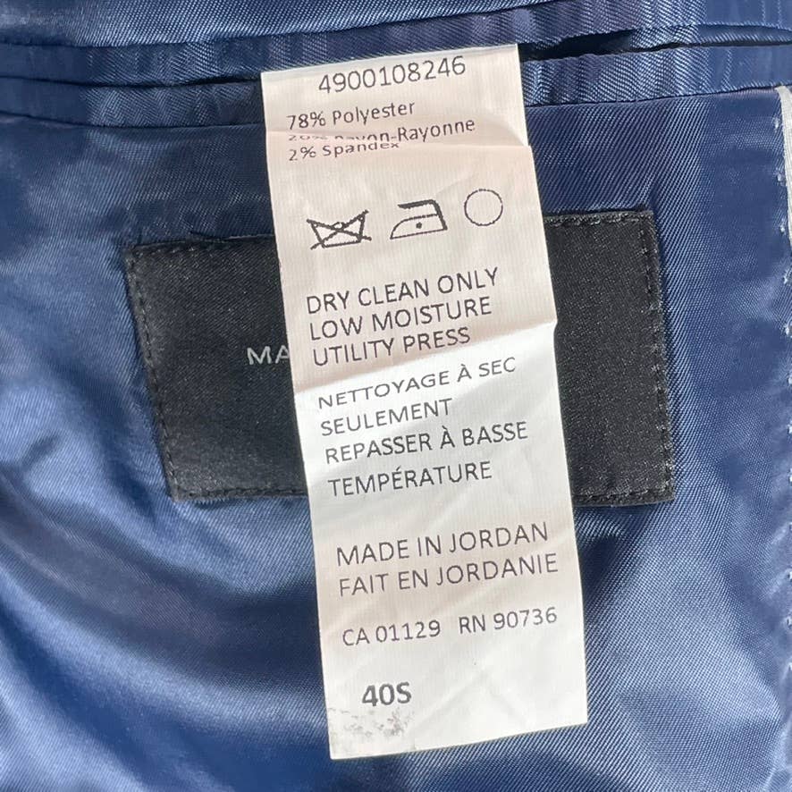 MARC NEW YORK Men's Blue Short Modern-Fit Two-Button Suit Jacket SZ 40S