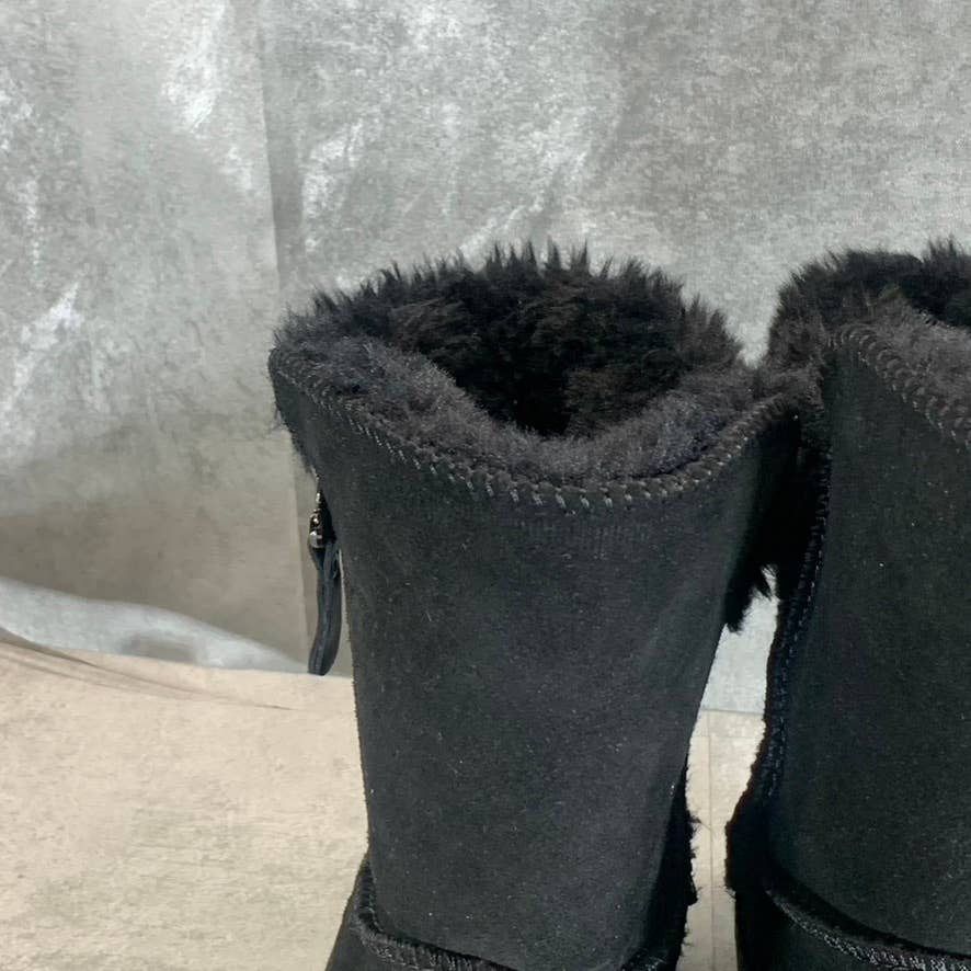 STYLE & CO Women's Black Leather Faux Fur Maevee Pull-On Winter Booties SZ 7