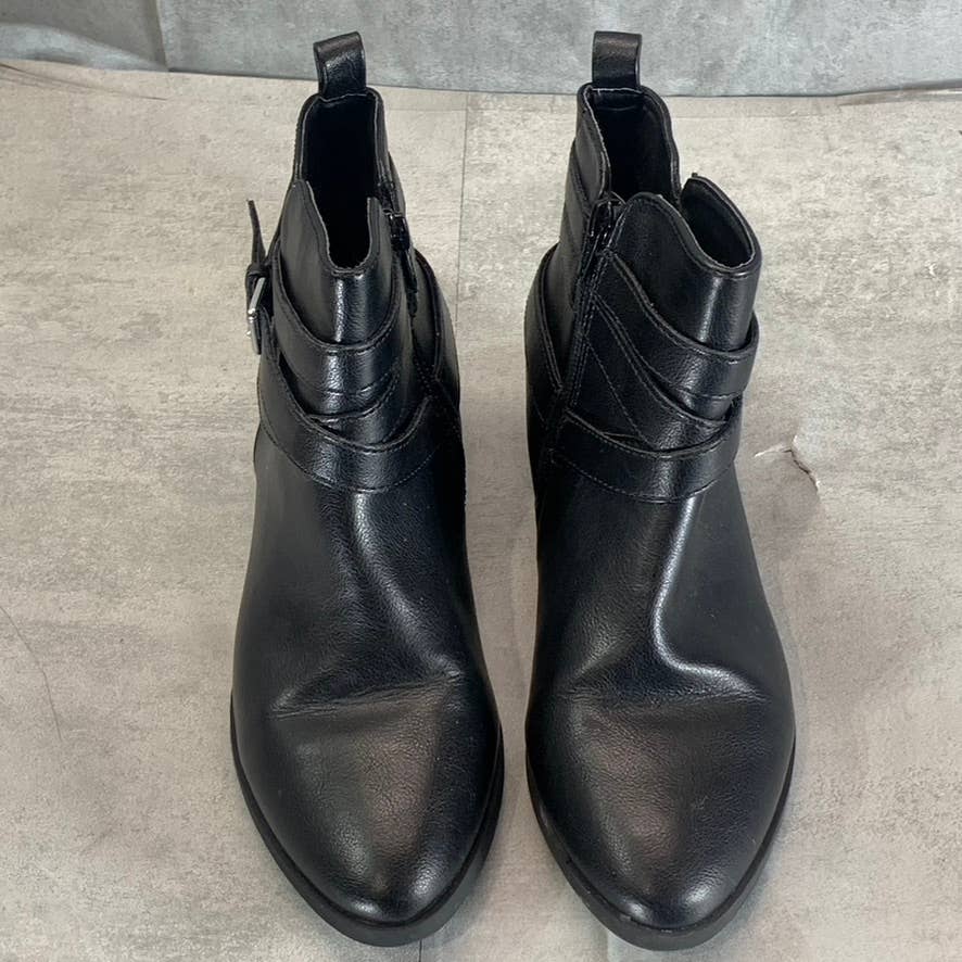 SUN+STONE Women's Black Saandis Memory Foam Almond-Toe Block-Heel Boots SZ 7.5