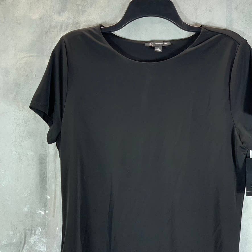 INC INTERNATIONAL CONCEPTS Women's Deep Black Faux-Wrap Ruched Mini Dress SZ XL