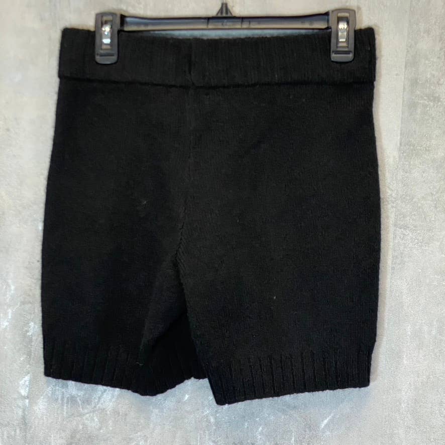 TOPSHOP Women's Solid Black Micro Knit High-Rise Ribbed Elastic Pull-On Bike Shorts SZ 8-10