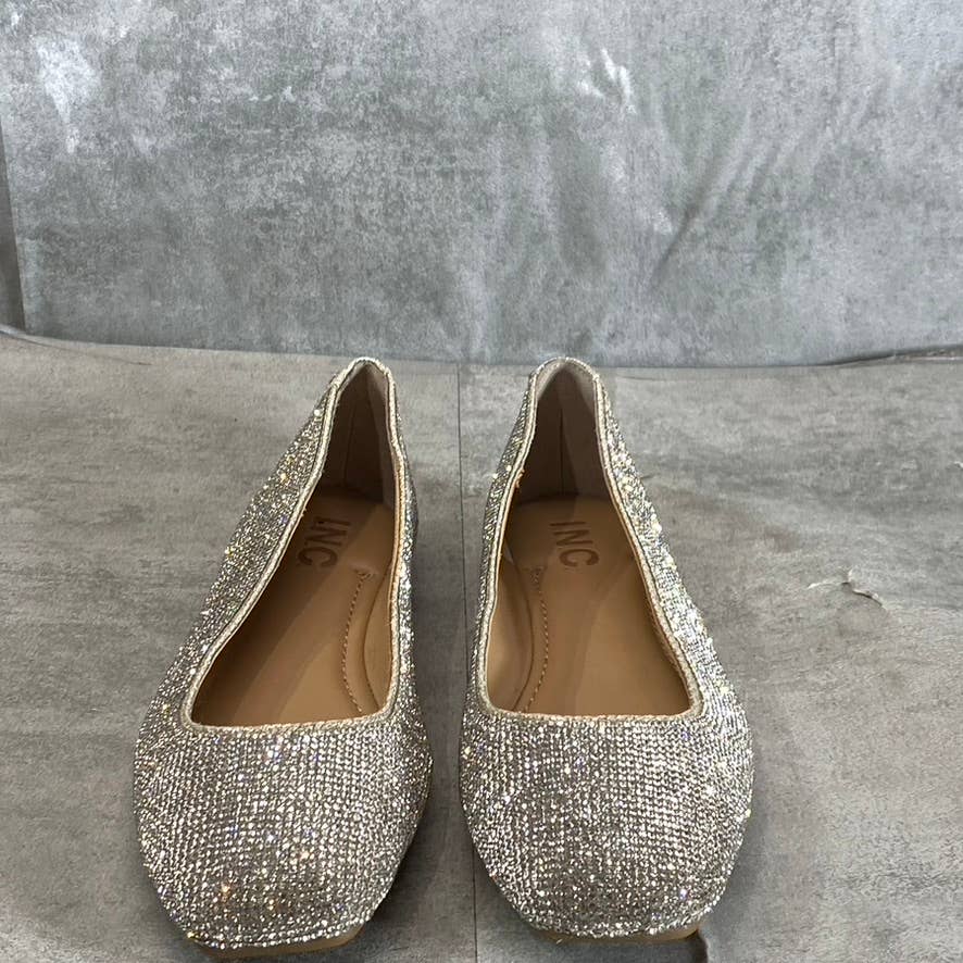 INC INTERNATIONAL CONCEPTS Women's Silver Rhinestone Embellished Juney Flats SZ7