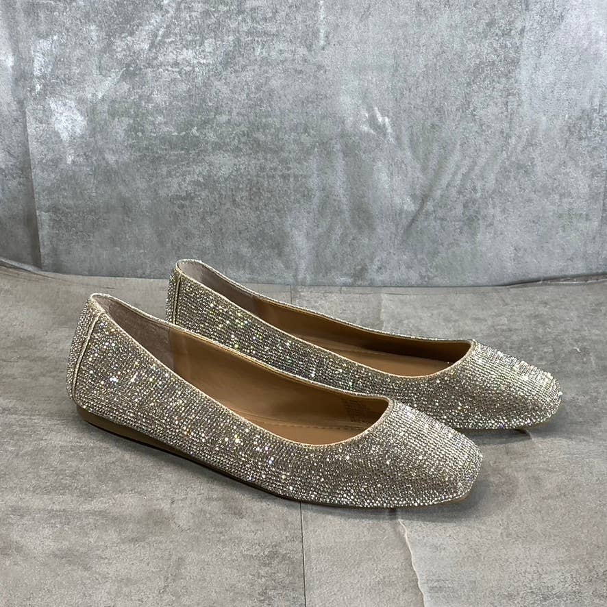 INC INTERNATIONAL CONCEPTS Women's Silver Rhinestone Embellished Juney Flats SZ7