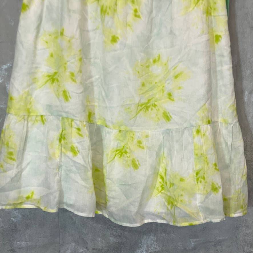 ABOUND Women's Green Dye Spiral Puff Sleeve Square Neck Pullover Mini Dress SZ S