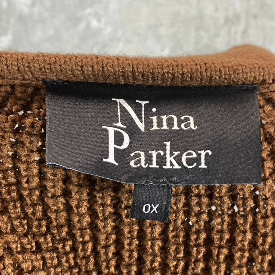 NINA PARKER Women's Plus Chocolate Brown Trendy Crochet Slit-Front Skirt SZ 0X
