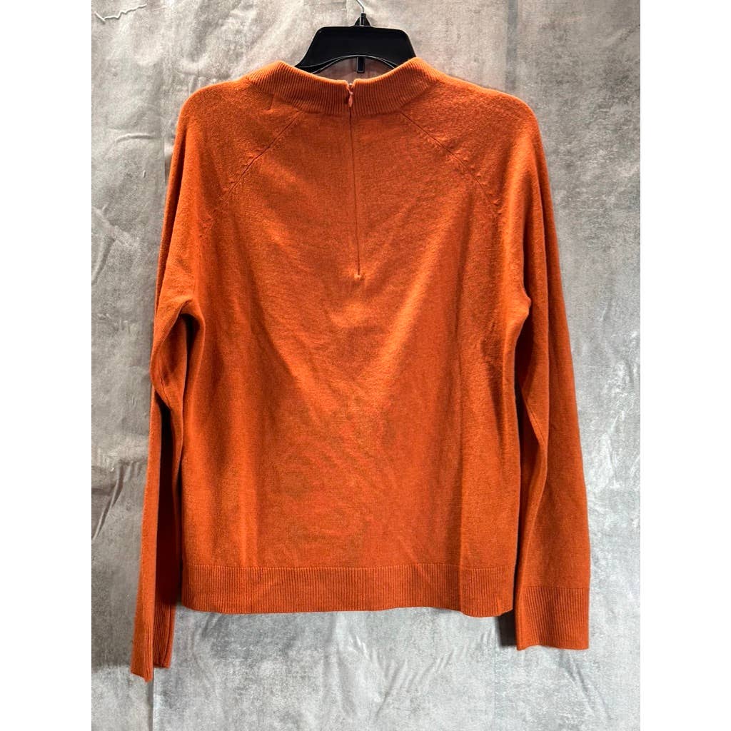 KAREN SCOTT Women's Red Ochre Zip-Back Mock-Neck Pullover Sweater SZ L