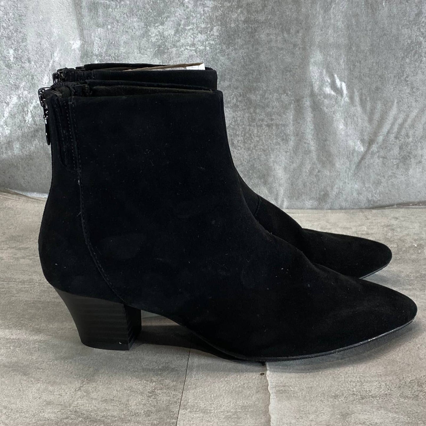 CLARKS COLLECTION Women's Black Suede Teresa Pointed-Toe Booties SZ 8