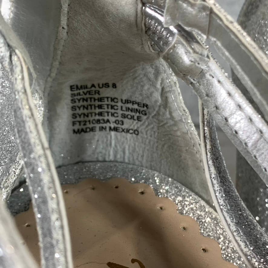ZIGI SOHO Women's Silver Glitter Emila Strappy Square-Toe Sandals SZ 8