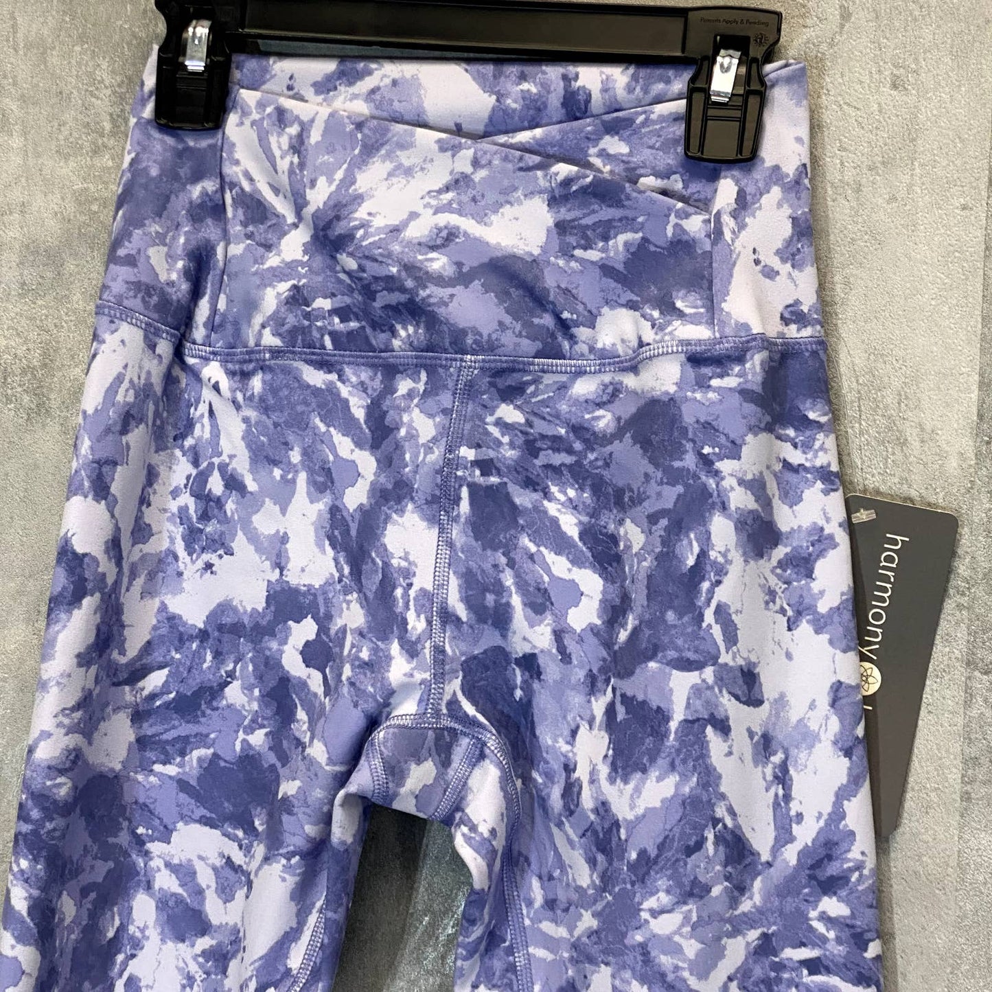 HARMONY BALANCE Women's Purple Marble Print Split Waist Pull-On Skinny Active Leggings SZ XS