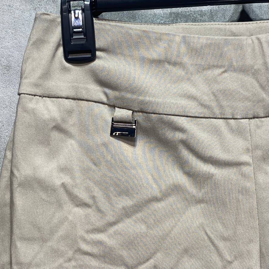 ALFANI Summer Straw Tummy Control Mid-Rise Pull-On Short Skinny Pants SZ 2S
