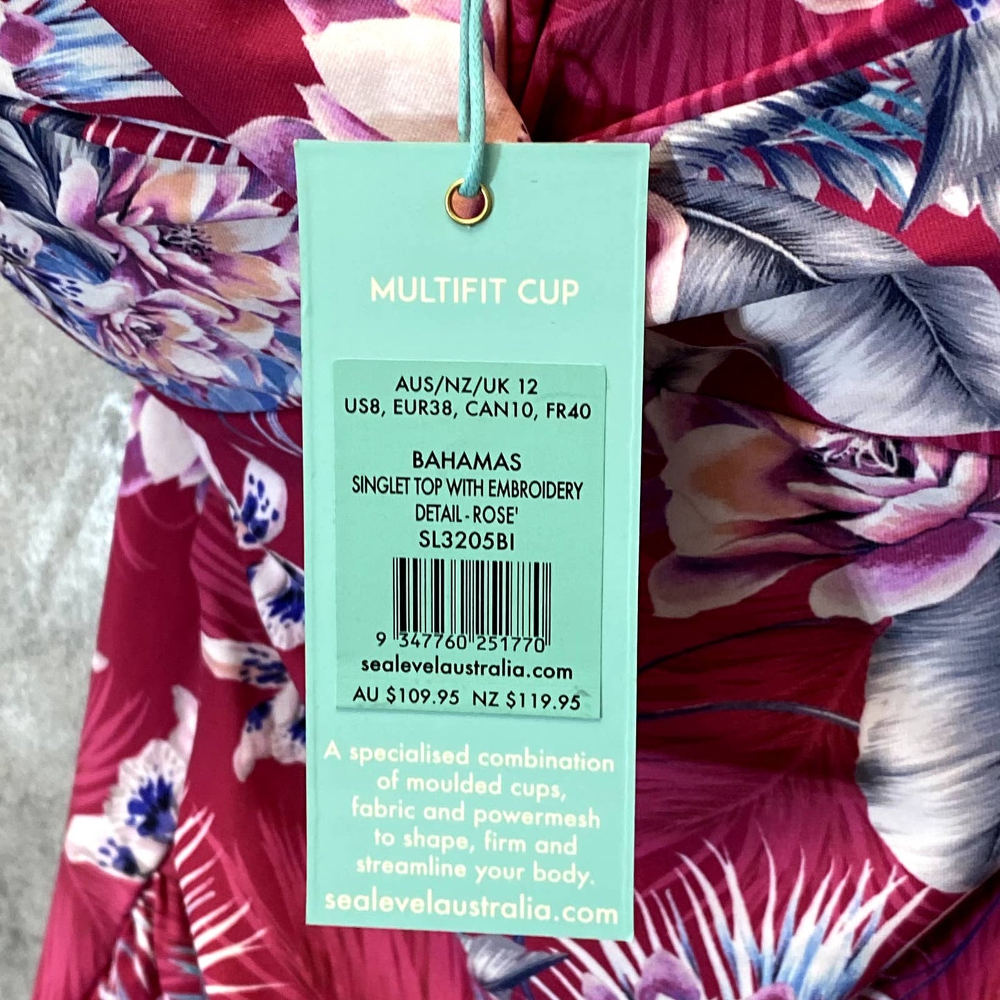 SEA LEVEL AUSTRALIA Women's Rose Bahamas Twist Front Bandeau Tankini SZ 8