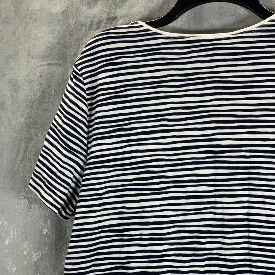 KAREN SCOTT Women's Petite Intrepid Blue Wavy-Stripe Scoop-Neck Top SZ P/2XL