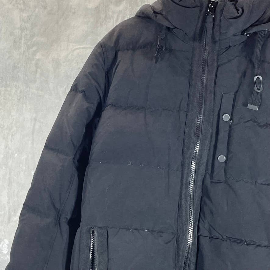 MARC NEW YORK Men's Black Hubble Faux-Fur Collar Puffer Jacket SZ S