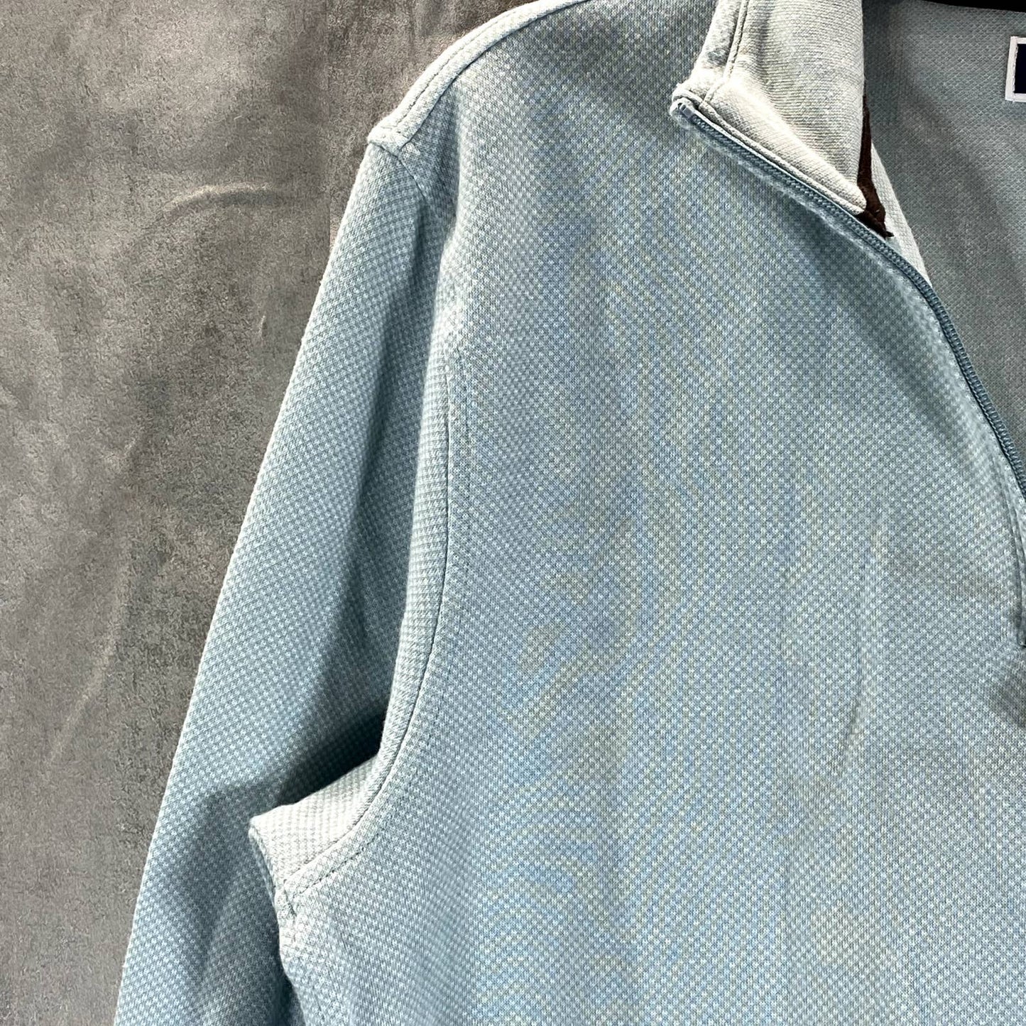 CLUB ROOM Men's Pale Glass Birdseye Mock-Neck Quarter-Zip Pullover Sweater SZ M