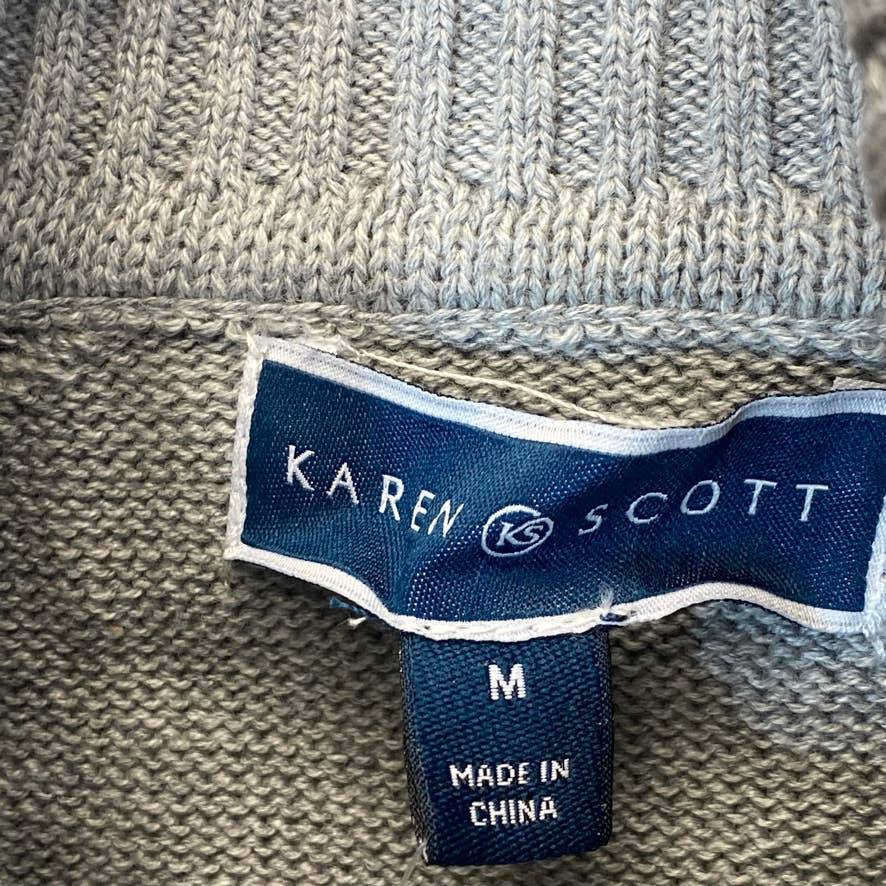 KAREN SCOTT Women's Intrepid Blue Amelia Cotton Striped Colorblock Turtleneck Pullover Sweater SZ M