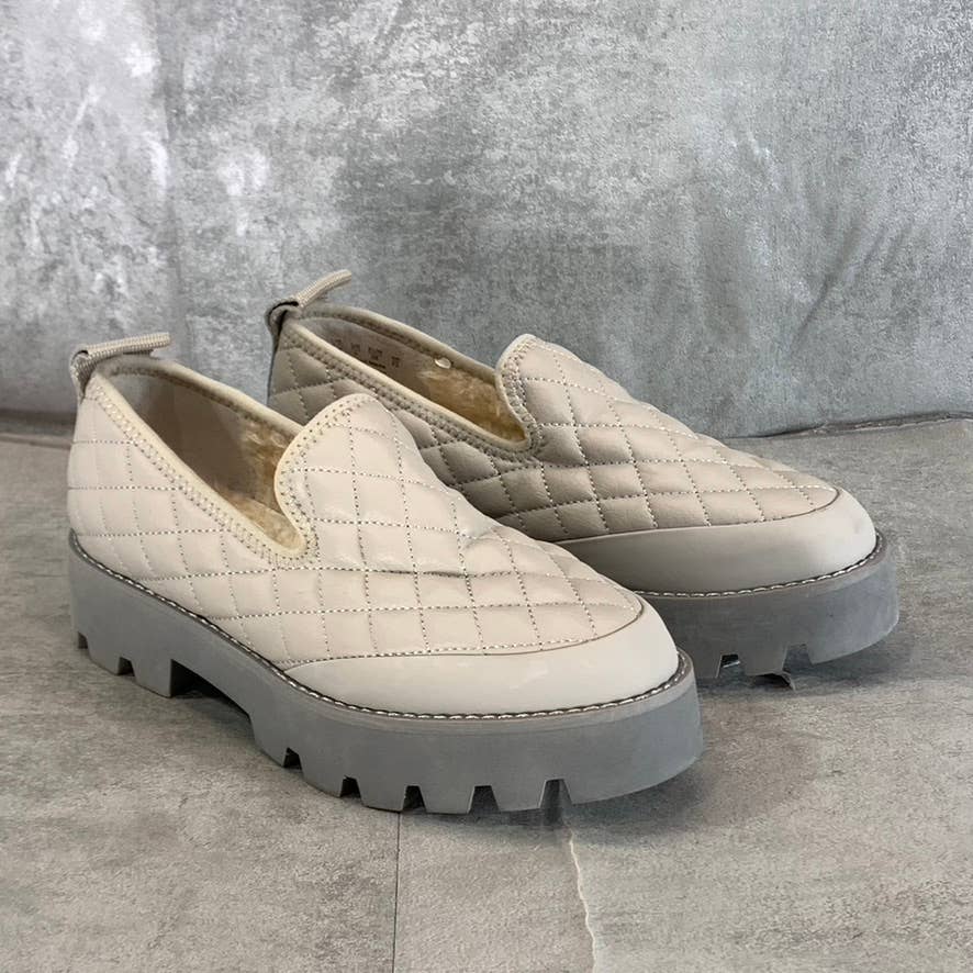 FRANCO SARTO Women's Beige/Grey Bando Quilted Lug-Sole Slip-On Loafers SZ 6