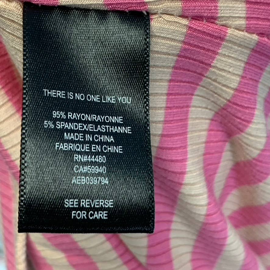 AFRM Women's Plus Size Pink/Nude Stripe Ribbed Torino Midi Pull-On Skirt SZ 2X